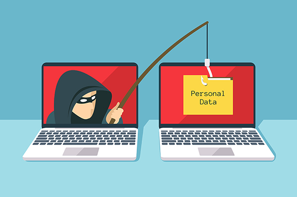 Cartoon of phishing scam